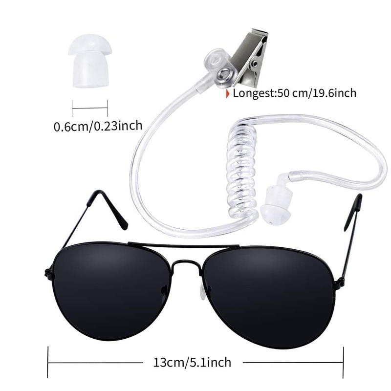 Twdrer 2-Piece Spy Agent Costume Set with Earpiece & Sunglasses,