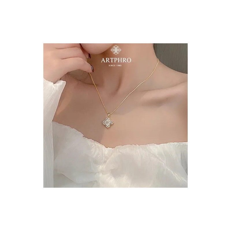 Artphro Trébol Giratorio Collars Y Cadena Dorados Mujer