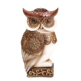 Xintim Owl Statue for Home Decorations, Owl Figurine for Shelf Bookshelf Table Office Living Room Decor, Owl Statues and Ssculptures, Animal Owl for Bird Lover, Antique Golden Color
