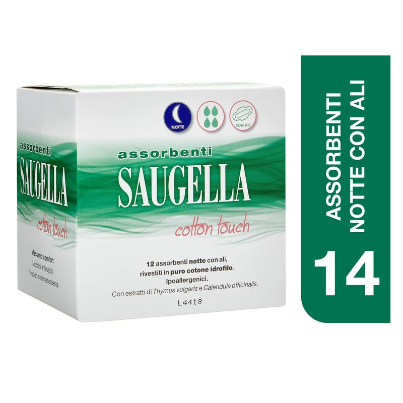 Saugella Cotton Touch assorbenti esterni notte ad azione antiodore con