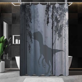 NTETSN Funny Dinosaur Shower Curtain Tyrannosaurus Rex Animal Forest Silhouette Waterproof Polyester Fabric Bathroom Set with Hooks Home Bathing Room Decor 48x72IN YLYYNT2692