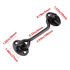 HAOBIN Stainless Steel Cabin Hook, Cabin Hook, Storm Hook, Cabin Hook, Black Latch for Doors, Closure Hook, Gate Hook with Mounting Screws, Used for Barn Doors, Bathrooms, Sliding Doors, 1 Piece