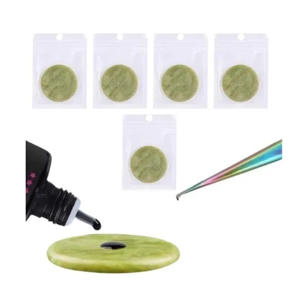 5 Piedras Jade Para Pegamento De Extensiones De Pestañas 1x1