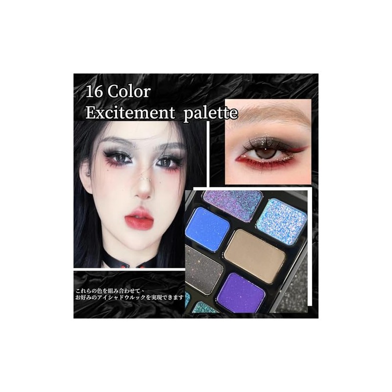 LIANGNISHI 16 Colors Full Glitter Eyeshadow Palette, Pearlized Diamonds, Multi
