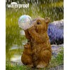 Garden Brown Bear Statues with Solar Light Resin Waterproof Figurines，Bear