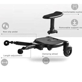 The Original Universal Stroller Board for Toddlers, Stroller Glider Board Suitable for Most Brands of Strollers, Buggy Board with Detachable Seat, Stroller Standing Board Attachment for Toddler.