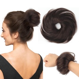 Hairpiece with Elastic Band, Wigs Hair Pieces, Hair Scrunchie with Hair, Synthetic Hairpiece Bun Hair Band, Hair Pieces for Thin Hair Bun for Women and Girls