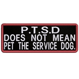 mybrand P.T.S.D. Does Not Mean Pet The Service Dog Embroidered Patch Iron-On/Sew-On Family Canine Breeds Badge Emblem Name Tag Decorative Gift Applique for Vest Jacket Jeans Bags Backpacks Clothing
