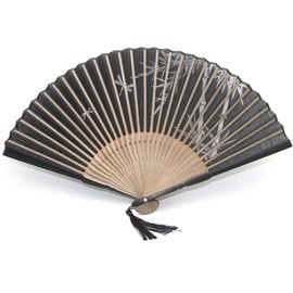 1SourceTek Fan Handheld Folding Bamboo, Handheld Fan Folding for Gift, Party Favors, Home Decor - Chinese Retro Style (Black Bamboo)