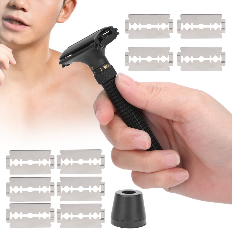 Men Manual Razor Blade Base Set Adjustable Brass Double Edge