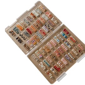 Nail Storage Case, Chip Storage Case, Nail Tip Case, Nail Tip Display, Stores Approximately 60 Sets of Nail Tips, Transparent, Dustproof, Storage Case, Multi-functional, Nail Style, Lid Included, Nail