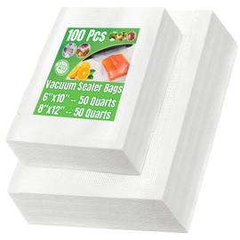 100 Pcs Vacuum Sealer Bags for Food Saver Freezer Bags 50 Count 6x10 50 Quart 8x12 Vacuum Seal Sous Vide Cooking Bags Rolls Pre Cut Food Storage Commercial Grade Airtight Heavy Duty BPA Free