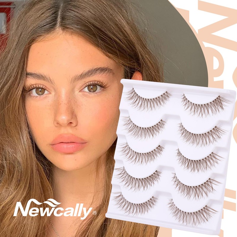 Brown Lashes Natural Look Cat Eye Lashes Brown Eyelashes Faux