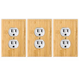 3PC Solid Wood Hole Outlet Light Switch Plate 4.8" X 3.14" Double Outlet Covers Bamboo Light Switch Cover Quality Raw Wooden Light Switch Cover Decorative Wall Plate Outlet Plate