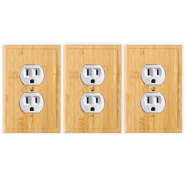 3PC Solid Wood Hole Outlet Light Switch Plate 4.8" X