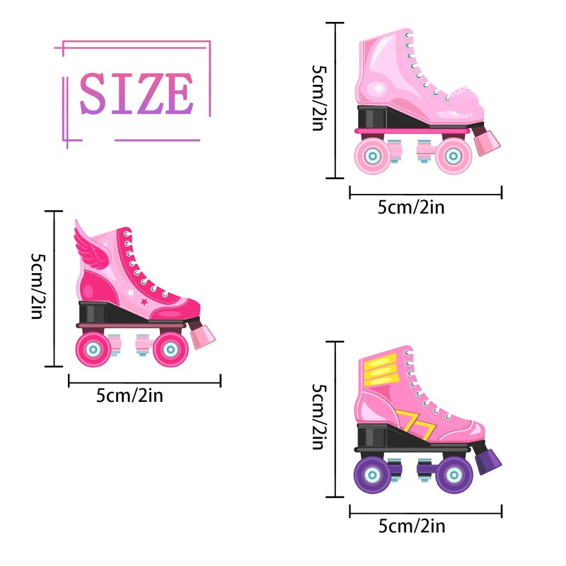 Pink Roller Skating Cupcake Toppers