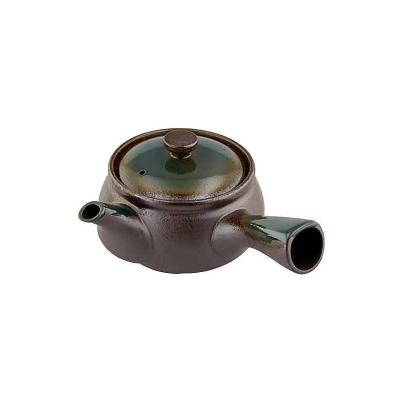 萬古焼 丸碗織部万古 急須(茶こし付) 477-05-713
