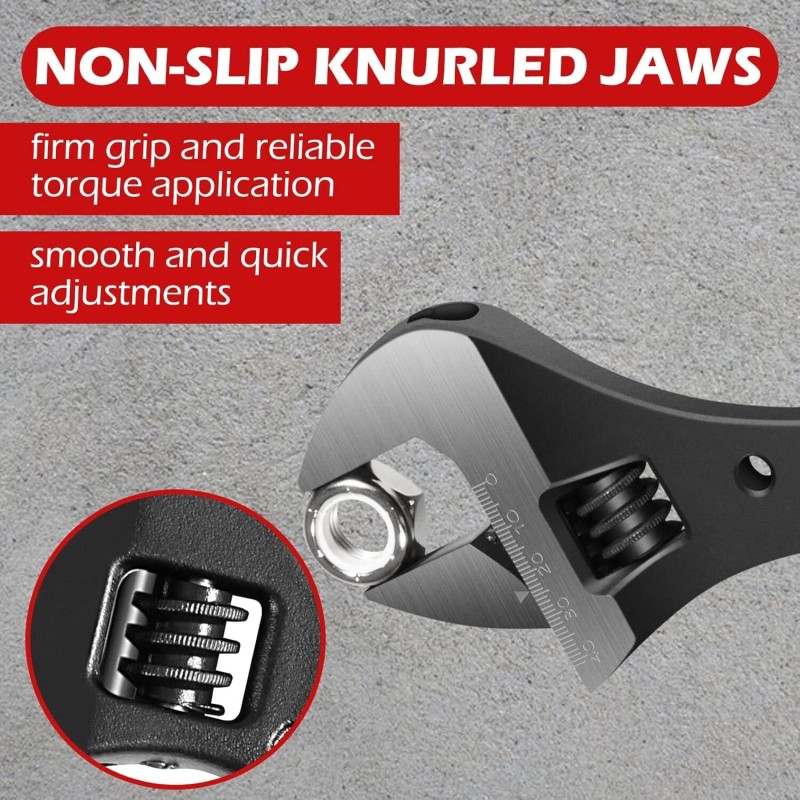 SAutoMarine 3239 16"Extra Wide Adjustable Spud Wrench,1-5/8" Jaw,CR-V Steel with