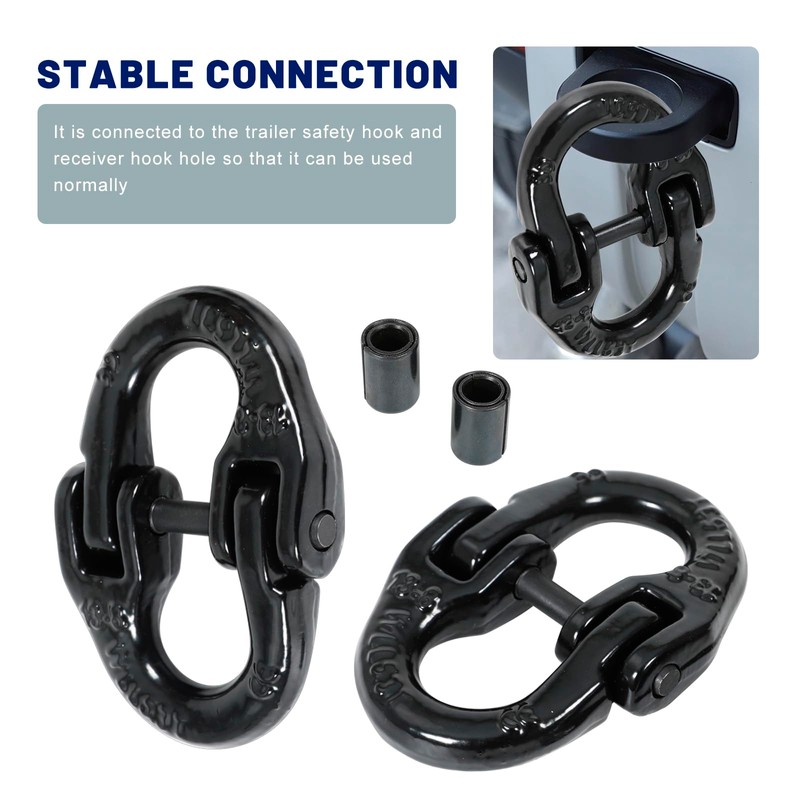 BACLAUGH 2pc 1/2 inch Coupling Link Tow Hitch Safety Chain