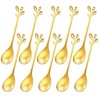 10-Piece Gold Leaf Espresso Spoons, 4.7" Stainless Steel