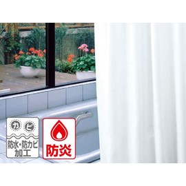 MEIWA 防炎バスカーテン 130cm幅×178cm丈 ライトブルー NVS-400