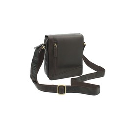 Visconti S7 Compact Leather Messenger Travel Bag, brown