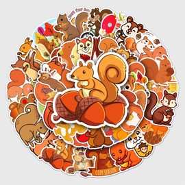 Squirrel Sticker Pack, Animal Animal Sticker Set, 50 Pieces, Girl Stickers, Small PVC Stickers for Laptop, MacBook, Suitcase, Helmet, Motorcycle Sticker Bomb