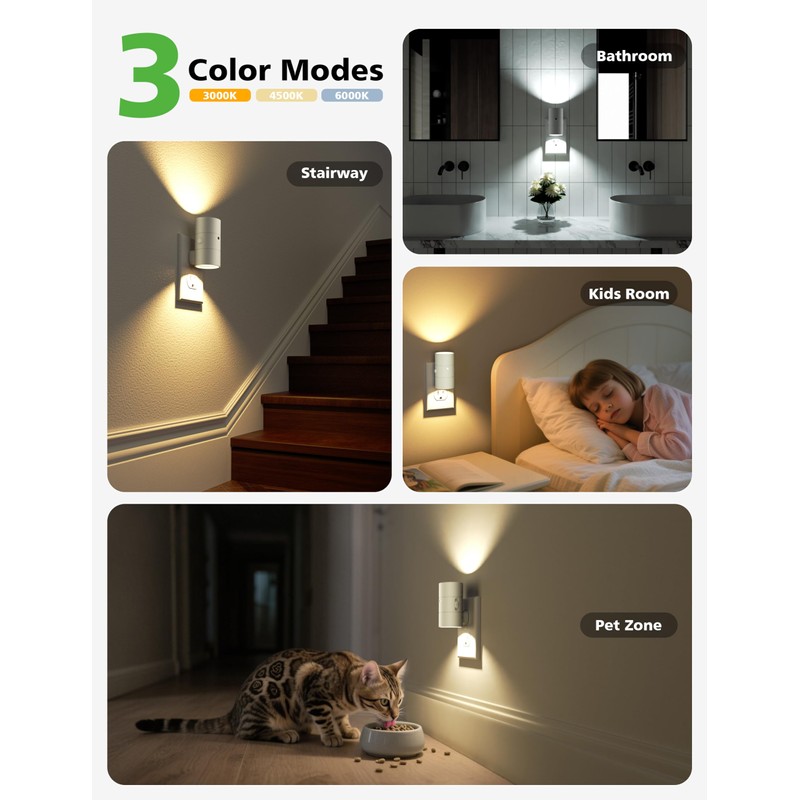 JOFIOS Night Lights Plug Into Wall,Dimmable LED Nightlight with Dusk