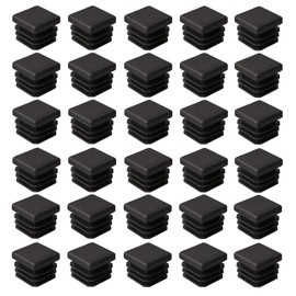 SyiXute 30 Pcs Square Plastic End Caps,20 mm x 20 mm Square Plastic Plugs,Square Ribbed Tube Anti-Slip Mat,Black Square Tube Caps for Chairs Desks Tables Beds Furniture Foot Plug Steel Pipe Cover
