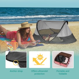 KidCo - Peapod Portable Foldable Mesh Toddler Travel Tent & Storage Bag, Play Tent, Ages 6 Months - 3 Years (Midnight)