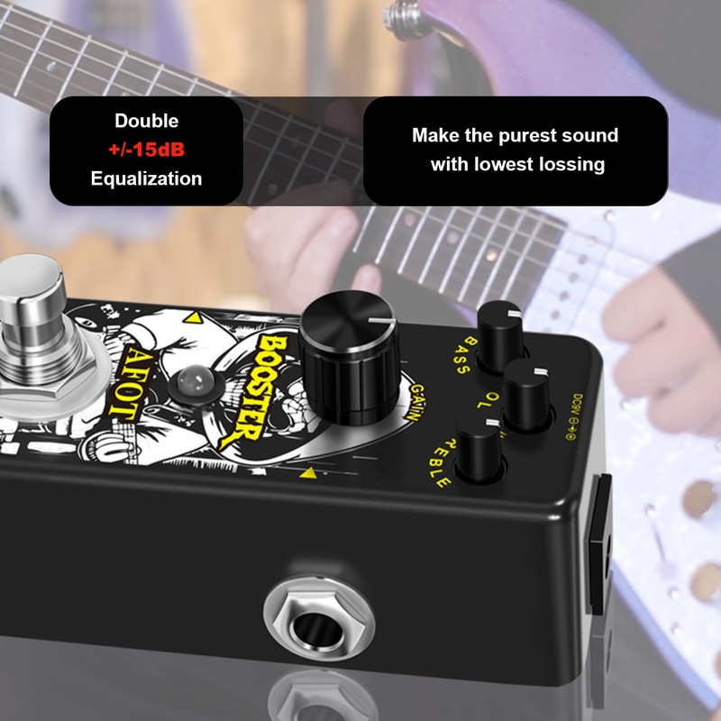 AFOT Mini Booster Guitar Effect Pedal,True Gain Booster,Micro Clean Boost