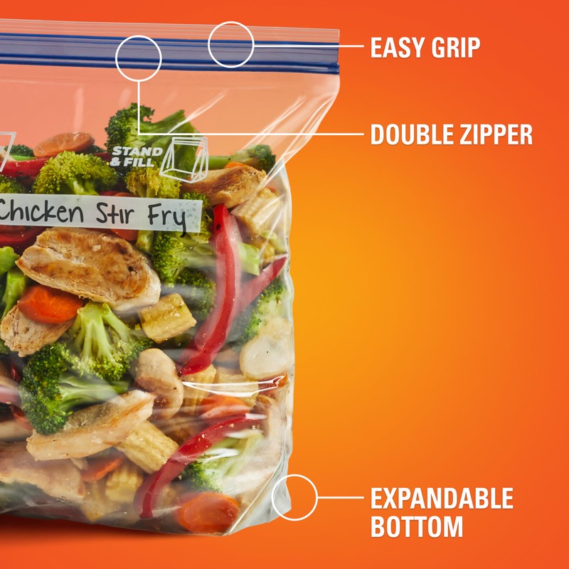 Hefty Press to Close Plastic Freezer Bags, Gallon Size, 20