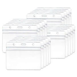 20 Pcs Clear Plastic Waterproof ID Badge Holder Badge Holder Horizontal Badge Holder