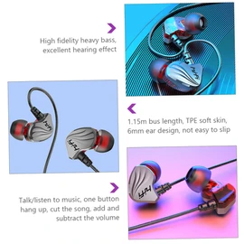 LALAFINA 1pc Plug in Ear Earphones with Microphone Lightweight Wired Headphones for Smartphones Tablets Bass Sound Noise Isolation Comfortable Fit for Music Calls