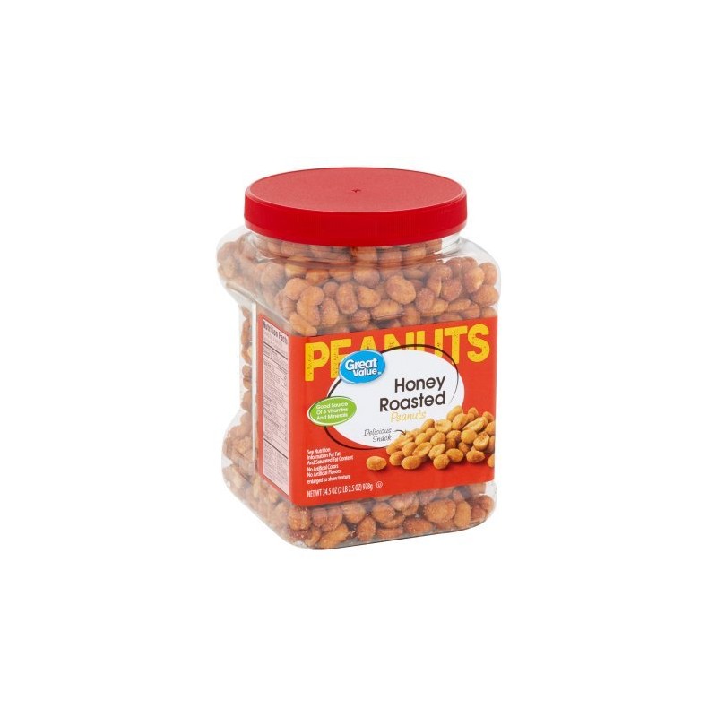 Great Value Honey Roasted Peanuts,(2-Jars of 34.5 oz)