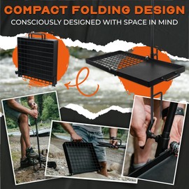 Adventure Seeka 24" Heavy Duty Folding Campfire Grill, Compact Swivel Grill Design, Grate & Griddle for Campfire Cooking, Australian Owned