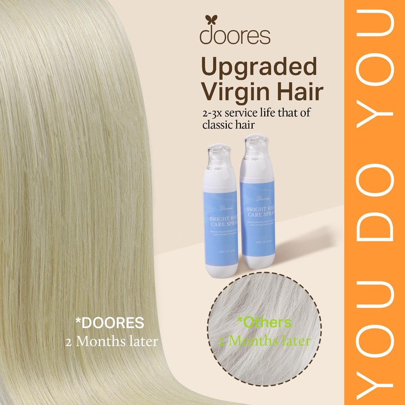 DOORES Clip in Human Hair Extensions, Balayage Ash Blonde Highlighted