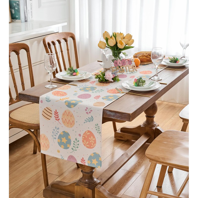 Vorysum Table Runner Modern Easter Spring Table Runner Easter Eggs