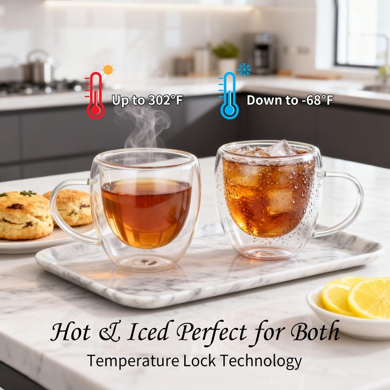 Gulex Espresso Cups Double Wall Glass Coffee Espresso Cups with