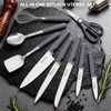 10-Piece Kitchen Knife Set with Metal Block, Grey