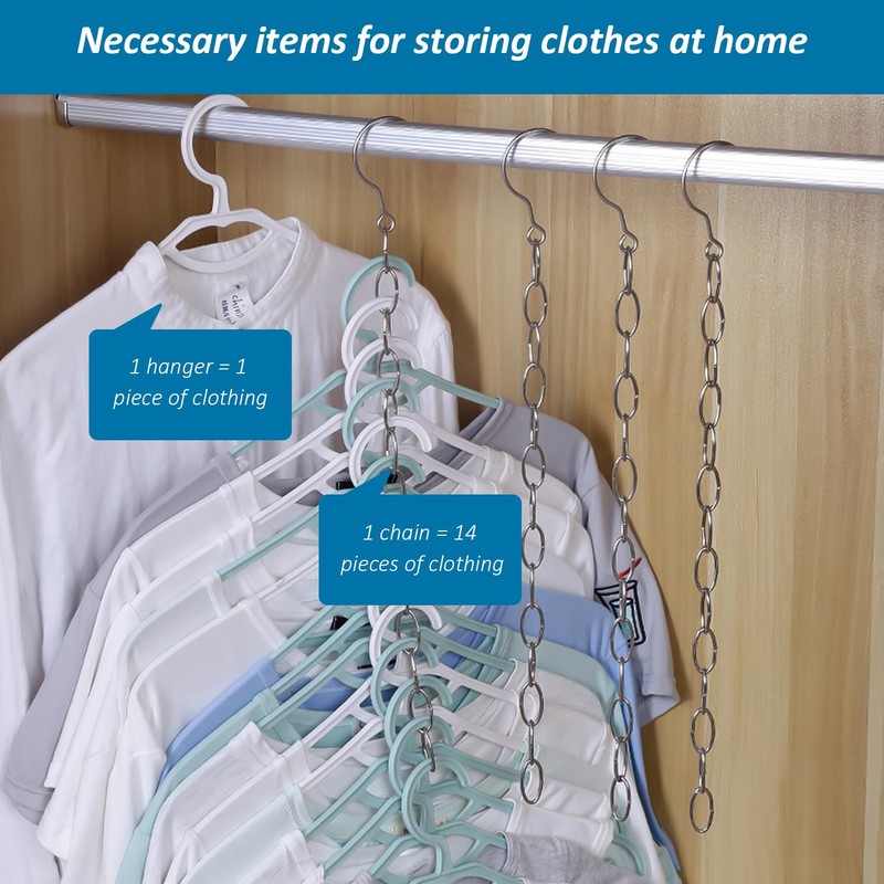 5 Piece Hanger Chain, Hanger Storage, Space Saving With Multiple