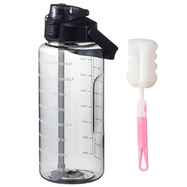 2L Water Bottle with Straw,Clear Leakproof Sports Bottle with Time Markings,Portable Handle Drink Bottles,Heat Resistant Motivational 70oz Jug for Gym Hiking Office Ensure Drinking Throughout The Day