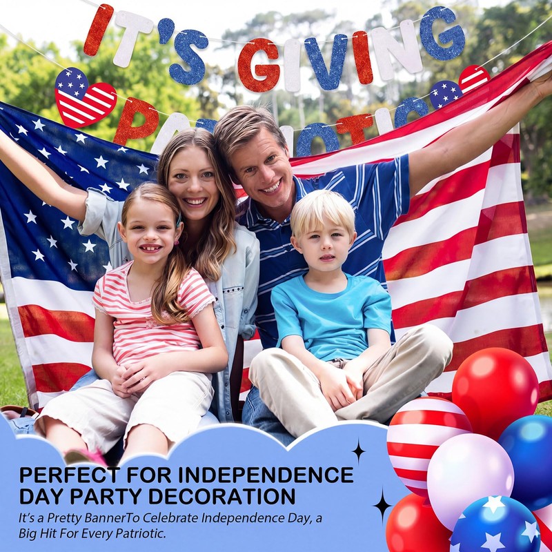 It's Giving Patriotic Banner, Red White Blue 4th of July