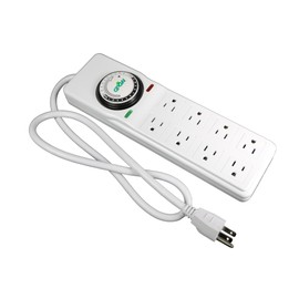 Grow1 8 Outlet Power Strip with Timer & Surge Protector (4 Outlets Always on, 4 Outlets Timed) Great for Aquarium Surge Protector, Reptile Light Timer & Hydroponics Power Strip