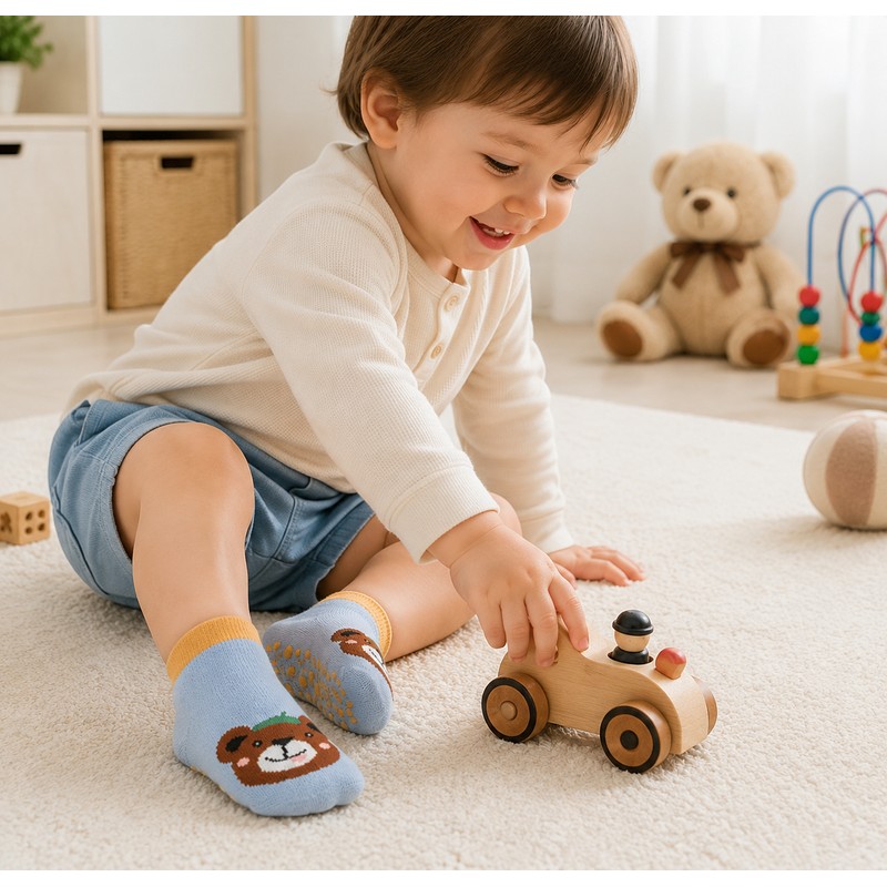 Kids Cotton Non-Slip Socks for Toddlers – Cute Cartoon Animal