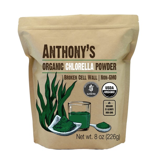 Anthony's Organic Chlorella Powder, 8 oz, Non GMO, Gluten Free, Broken Cell Wall