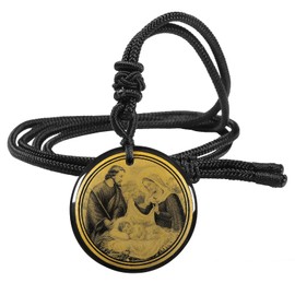 KYEYGWO Holy Family Necklace Spiritual Crystal Religious Necklaces Holy Spirit Christian Catholic Faith Jewellery Gifts for Men Women, Black Obsidian