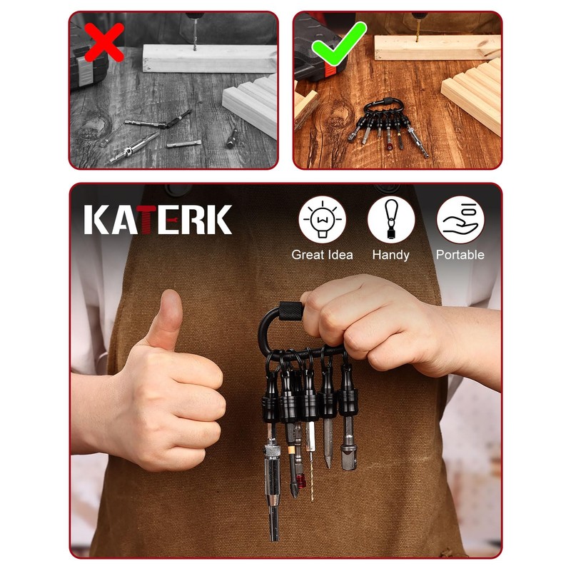 katerk 6pcs Bit Holder with Carabiner Socket for Mens Gift,