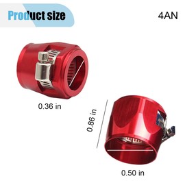 4PCS Car Hose Finisher Clamp, Aluminum Alloy Fuel Line Hose Clamp, Flexible Hose Pipe Clamp, Hose End Connector with Screw Band for Air and Water Hose Tube/Gas/Diesel/Oil/Fuel (Red, 4AN)