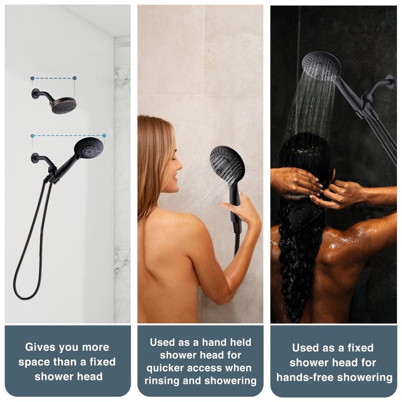 BRIGHT SHOWERS 9 Spray Settings Shower Head with Handheld High